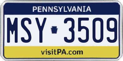 PA license plate MSY3509