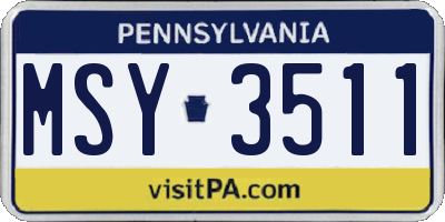 PA license plate MSY3511