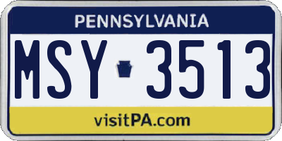PA license plate MSY3513