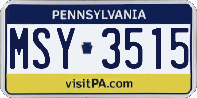 PA license plate MSY3515