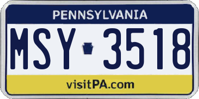 PA license plate MSY3518