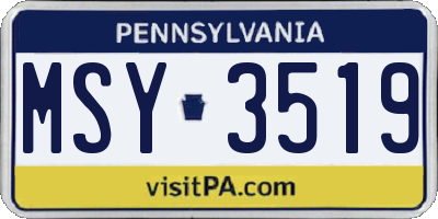 PA license plate MSY3519