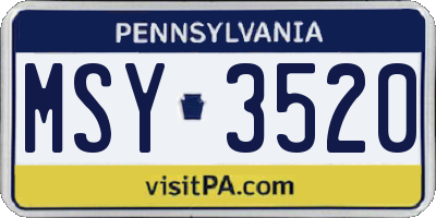 PA license plate MSY3520