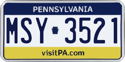 PA license plate MSY3521
