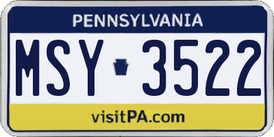 PA license plate MSY3522