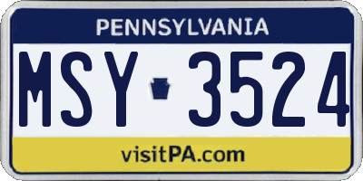 PA license plate MSY3524