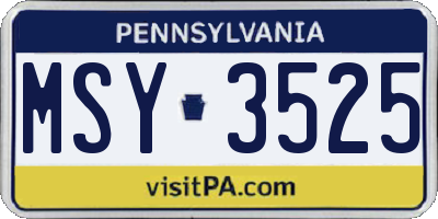 PA license plate MSY3525