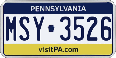 PA license plate MSY3526