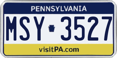 PA license plate MSY3527