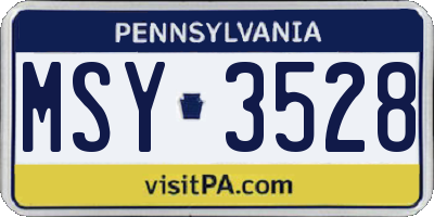 PA license plate MSY3528