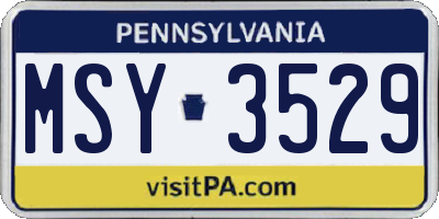 PA license plate MSY3529