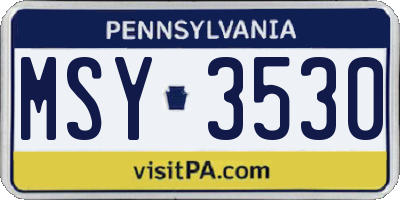 PA license plate MSY3530
