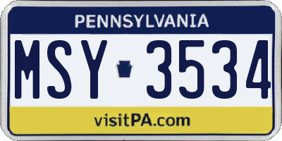 PA license plate MSY3534