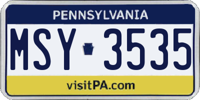 PA license plate MSY3535