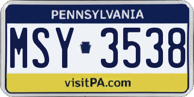 PA license plate MSY3538