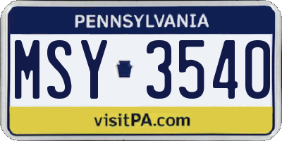 PA license plate MSY3540