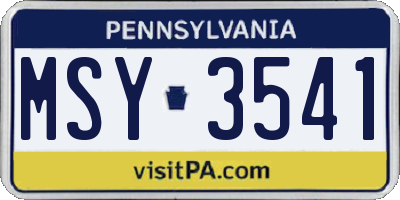 PA license plate MSY3541
