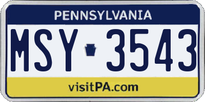 PA license plate MSY3543