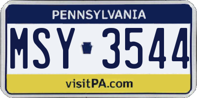 PA license plate MSY3544