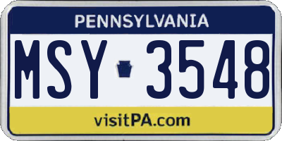 PA license plate MSY3548