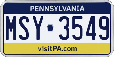 PA license plate MSY3549