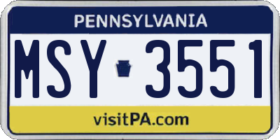 PA license plate MSY3551