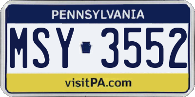 PA license plate MSY3552