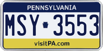 PA license plate MSY3553