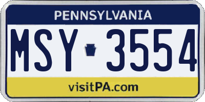 PA license plate MSY3554