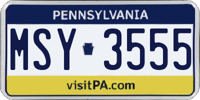 PA license plate MSY3555