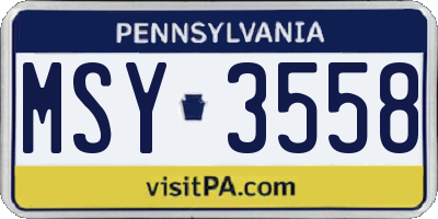 PA license plate MSY3558