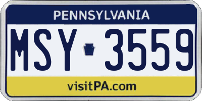 PA license plate MSY3559