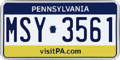 PA license plate MSY3561