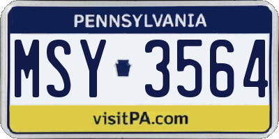 PA license plate MSY3564