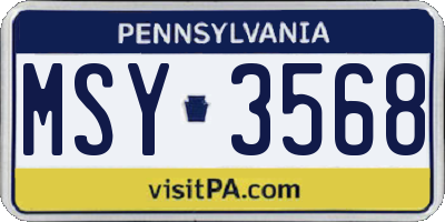 PA license plate MSY3568