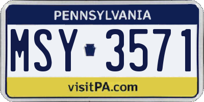 PA license plate MSY3571