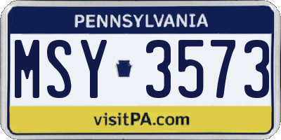 PA license plate MSY3573