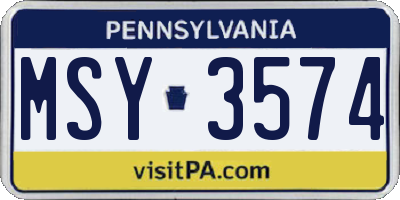 PA license plate MSY3574