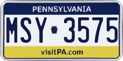 PA license plate MSY3575