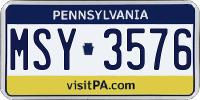 PA license plate MSY3576