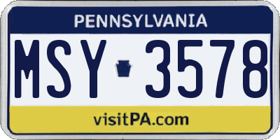 PA license plate MSY3578