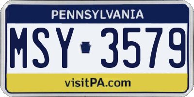 PA license plate MSY3579