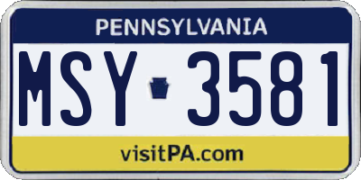 PA license plate MSY3581