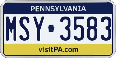 PA license plate MSY3583