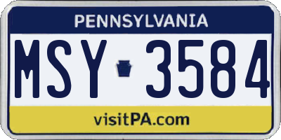 PA license plate MSY3584