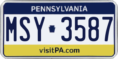 PA license plate MSY3587