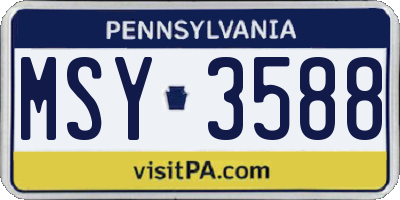 PA license plate MSY3588