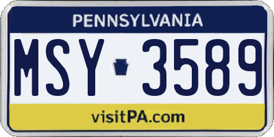 PA license plate MSY3589