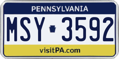 PA license plate MSY3592