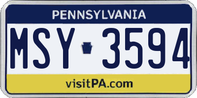 PA license plate MSY3594